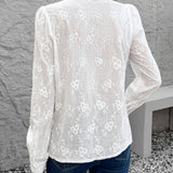Women's Shirt – Embroidered – Long Sleeve – White Shirt – Button-Up Blouse