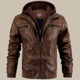 Luca Moretti | Premium Hooded Leather Jacket For Men