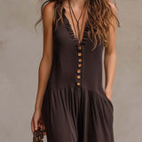 Retro Ruffled V-neck Wide-leg Jumpsuit