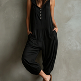 Black Casual Sleeveless Hooded Loose Lantern Jumpsuit