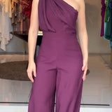 Purple One-shoulder Jumpsuit
