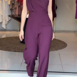 Purple One-shoulder Jumpsuit