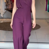 Purple One-shoulder Jumpsuit