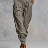 Cotton And Linen Blended Long Sleeve Shirt Jumpsuit