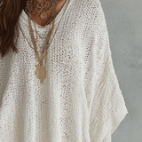 Effortless Neutral Bohemian Pullover Knit Top