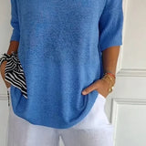 Mia™ - Cozy Top with Knitted V-Neck