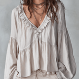 Airy Vintage-Inspired Ruffle Soft Ruffle Bohemian Blouse