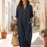 Nomadic Indigo Loose-Fit Maxi Dress