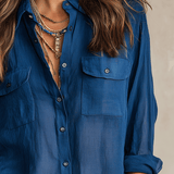 Bohemian Indigo Quiet Ease Button-Down Linen Shirt