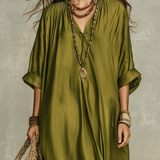 Olive Green Relaxed Bohemian Maxi Dress