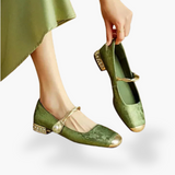 Cheri | Women's Pearl Embellished Mary Jane Flats