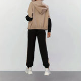 Sandra - Stylish Black Zip Up Two-piece Set for Women