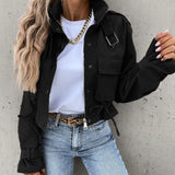 Danielle | Women's Cropped Button-Down Utility Jacket