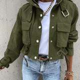 Danielle | Women's Cropped Button-Down Utility Jacket