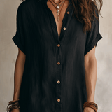 Modern Boho Effortless Black Linen Relaxed Midi Dress