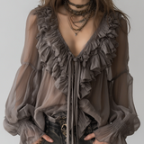 Grey Bohemian Ruffled Shirt