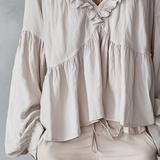 Airy Vintage-Inspired Ruffle Soft Ruffle Bohemian Blouse