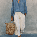Bohemian Blue Stripe Airy Shirt