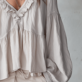 Airy Vintage-Inspired Ruffle Soft Ruffle Bohemian Blouse