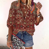 Floral Blouse | Button Front | V Neck | Three Quarter Sleeve