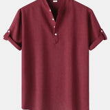 Short Sleeve Linen Henley Shirt
