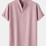 Short Sleeve Linen Henley Shirt