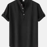Short Sleeve Linen Henley Shirt