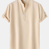Short Sleeve Linen Henley Shirt