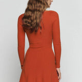 Lily™ - Long Sleeve U-Neck Mini Dress