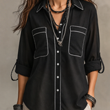 Modern Bohemian Effortless Black Linen Shirt