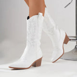 Lynne | Women's Embroidered Mid-Calf Block Heel Cowboy Boots