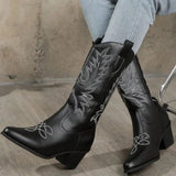 Lynne | Women's Embroidered Mid-Calf Block Heel Cowboy Boots