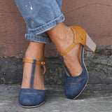 Mary | Women's Block Heel T-Strap Heels