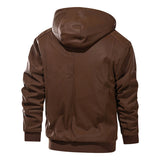 Declan Ashford | Hooded PU Leather Bomber Jacket For Men