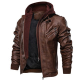 Louis Sinclair | Hooded Leather Bomber Jacket For Men