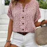 Short Sleeve Blouse | Ditsy Floral Print | Button Front