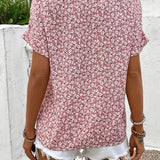 Short Sleeve Blouse | Ditsy Floral Print | Button Front
