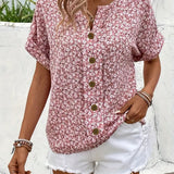 Short Sleeve Blouse | Ditsy Floral Print | Button Front