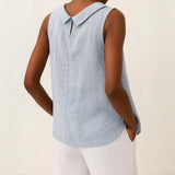 Sleeveless Top | Longline Collared | Relaxed Fit