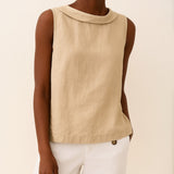 Sleeveless Top | Longline Collared | Relaxed Fit