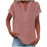 Summer Tops | V Neck | Rolled Short Sleeve | Loose Fit