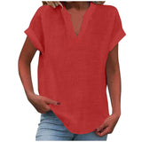 Summer Tops | V Neck | Rolled Short Sleeve | Loose Fit