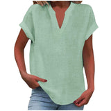 Summer Tops | V Neck | Rolled Short Sleeve | Loose Fit