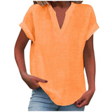 Summer Tops | V Neck | Rolled Short Sleeve | Loose Fit