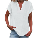 Summer Tops | V Neck | Rolled Short Sleeve | Loose Fit