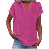 Summer Tops | V Neck | Rolled Short Sleeve | Loose Fit