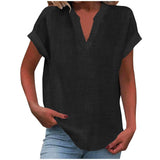 Summer Tops | V Neck | Rolled Short Sleeve | Loose Fit