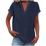Summer Tops | V Neck | Rolled Short Sleeve | Loose Fit