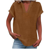 Summer Tops | V Neck | Rolled Short Sleeve | Loose Fit
