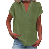 Summer Tops | V Neck | Rolled Short Sleeve | Loose Fit